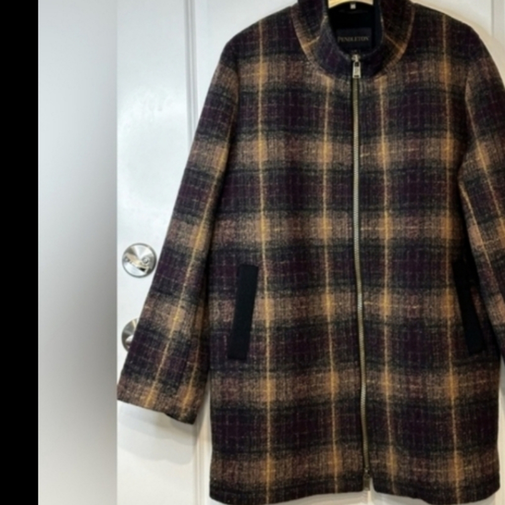 Pendleton Wool Blend Walker Jacket Coat Women Maroon Plaid NWT